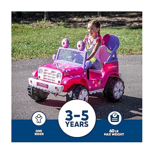  Minnie Mouse 6V Battery Powered Ride-On Toy for Kids 3-5, Flower Power 4x4 Design, Up to 60 lbs