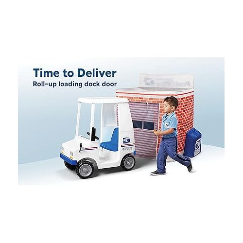  Kid Trax USPS Play Tent for Kids, Tent House for Kids, Large Front and Rear Openings, Mail Collection Box, Includes Carrying Case, Mail Truck or Carrier Accessory, Kids Play House, Post Office Toys