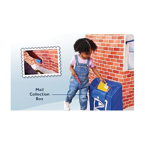  Kid Trax USPS Play Tent for Kids, Tent House for Kids, Large Front and Rear Openings, Mail Collection Box, Includes Carrying Case, Mail Truck or Carrier Accessory, Kids Play House, Post Office Toys