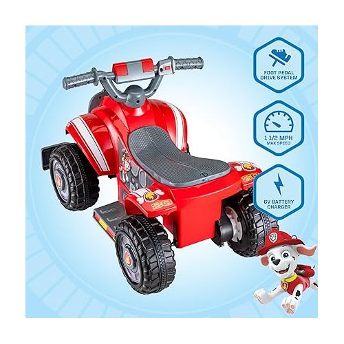  Kid Trax 6V PAW Patrol Ride On Toy, Toddlers 18-30 Months, Max Weight 44 lbs, Battery Powered Motorized Quad for Boys and Girls, Riding Toy for Kids, Mini Ride on Car, ATV Style, Ride with Marshall
