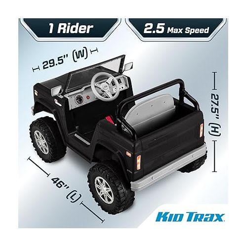  Kid Trax 6V Ford Bronco Ride-On Toy for Ages 3-5, Battery Powered, LED Headlights, FM Radio, MP3, Horn Sounds, Max Weight 60 lb, Electric Car for Kids, Kids Ride On Toys, Truck, SUV, Black, No Remote