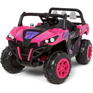 Kid Trax Toddler UTV Electric Ride-On Toy, Kids 3-5 Years Old, 6 Volt Battery and Charger, Max Rider Weight 60 lbs, LED Headlights, Pink