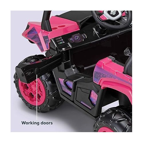  Kid Trax Toddler UTV Electric Ride-On Toy, Kids 3-5 Years Old, 6 Volt Battery and Charger, Max Rider Weight 60 lbs, LED Headlights, Pink