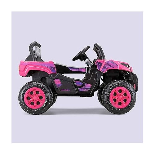  Kid Trax Toddler UTV Electric Ride-On Toy, Kids 3-5 Years Old, 6 Volt Battery and Charger, Max Rider Weight 60 lbs, LED Headlights, Pink