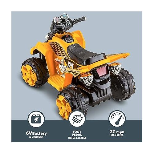  Kid Trax Caterpillar ATV Toddler Ride On Toy, 6 Volt Battery, 3-5 Years, Max Rider Weight of 60 lbs, Single Rider, CAT ATV