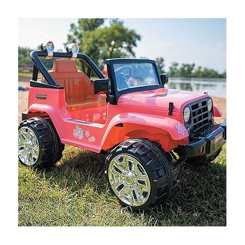  Kid Trax Beach Cuiser 4X4 Child Ride On Car, 3-5 Years Old, Max Rider Weight 60lbs, 6 Volt Rechargeable, Battery Powered car, Child Electric Toy, Pink