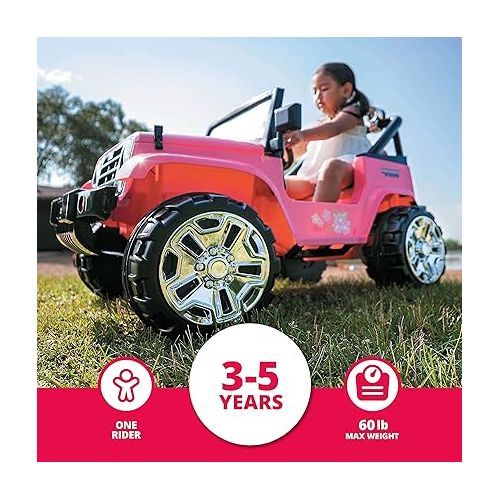  Kid Trax Beach Cuiser 4X4 Child Ride On Car, 3-5 Years Old, Max Rider Weight 60lbs, 6 Volt Rechargeable, Battery Powered car, Child Electric Toy, Pink