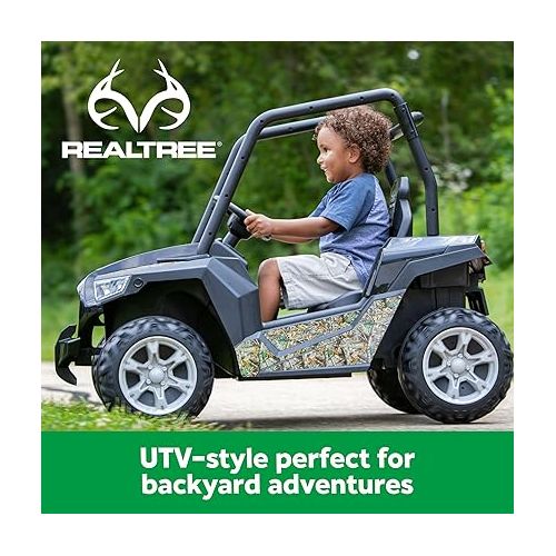  Kid Trax 6V Realtree Whipsaw Kids UTV Ride On Toy, Electric Cars for Kids Ages 3-5 Up to 60 lbs, FM Radio, LED Lights, Horn and Engine Sounds, MP3 Input, Battery Powered Car, Outdoor Toy, Camo