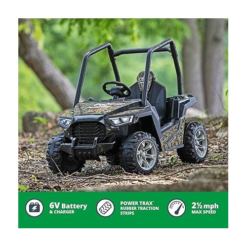  Kid Trax 6V Realtree Whipsaw Kids UTV Ride On Toy, Electric Cars for Kids Ages 3-5 Up to 60 lbs, FM Radio, LED Lights, Horn and Engine Sounds, MP3 Input, Battery Powered Car, Outdoor Toy, Camo