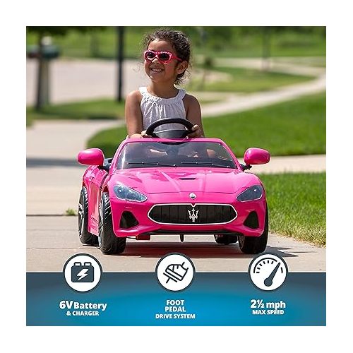  Kid Trax Electric Kids Luxury Maserati Convertible Car Ride-On Toy, 6 Volt Battery, Remote Control, Ages 3-5 Years, Bright Red