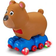 Kid Trax Silly Skaters Bear Toddler Foot to Floor Ride On Toy, Kids 1-3 Years Old, Soft and Inflatable, Single Rider, Light Up LED Rollerskates, Brown
