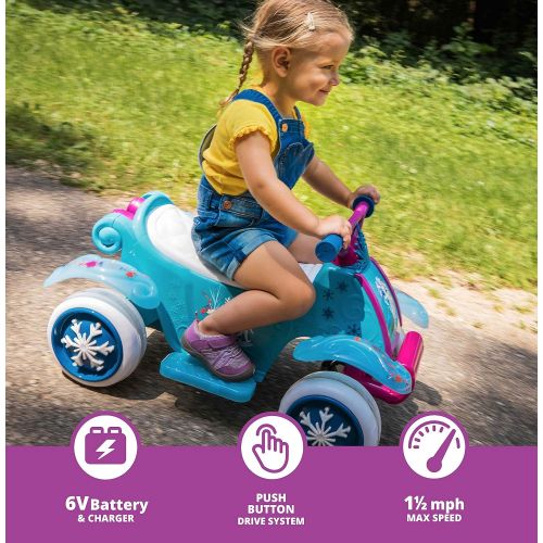  Kid Trax Toddler Disney Frozen 2 Electric Quad Ride On Toy, Kids 1.5 3 Years Old, 6 Volt Battery and Charger Included, Max Weight 45 lbs, Frozen 2 Blue