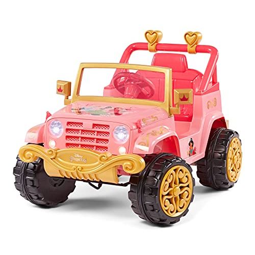  Kid Trax Disney Princess Heart of Gold 4x4 Kids Electric Ride On Toy, 6 Volt, Kids 3 5 Years Old, Max Rider Weight 60 lbs, Pink