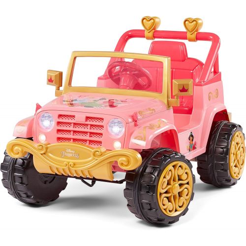  Kid Trax Disney Princess Heart of Gold 4x4 Kids Electric Ride On Toy, 6 Volt, Kids 3 5 Years Old, Max Rider Weight 60 lbs, Pink