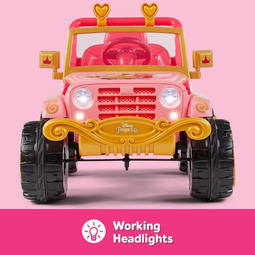  Kid Trax Disney Princess Heart of Gold 4x4 Kids Electric Ride On Toy, 6 Volt, Kids 3 5 Years Old, Max Rider Weight 60 lbs, Pink