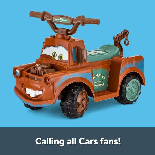  Kid Trax Toddler Disney Cars 3 Tow Mater Electric Quad Ride On Toy, Kids 1.5 3 Years Old, 6 Volt Battery and Charger Included, Max Weight 45 lbs, Tow Mater, brown (KT1193I)