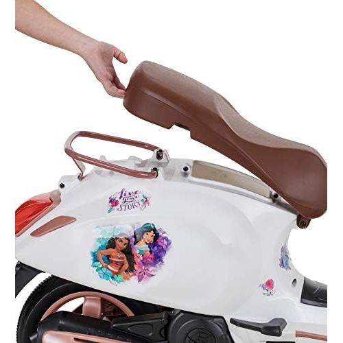  Kid Trax Toddler Disney Princess Vespa Scooter Electric Ride On Toy, 3 5 Years Old, 6 Volt, Max Weight 60 lbs, White
