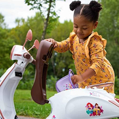  Kid Trax Toddler Disney Princess Vespa Scooter Electric Ride On Toy, 3 5 Years Old, 6 Volt, Max Weight 60 lbs, White