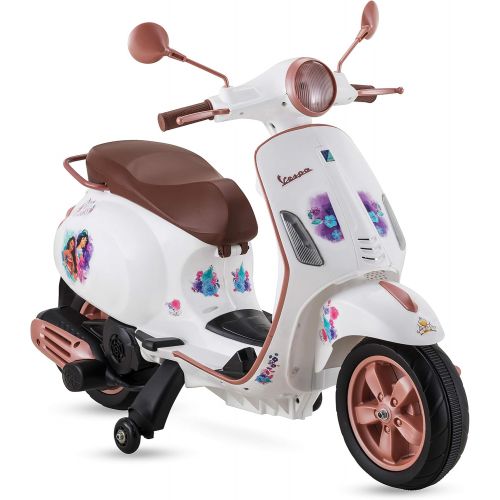  Kid Trax Toddler Disney Princess Vespa Scooter Electric Ride On Toy, 3 5 Years Old, 6 Volt, Max Weight 60 lbs, White