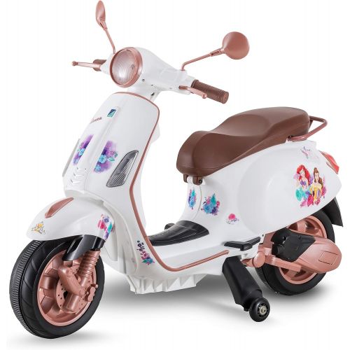  Kid Trax Toddler Disney Princess Vespa Scooter Electric Ride On Toy, 3 5 Years Old, 6 Volt, Max Weight 60 lbs, White