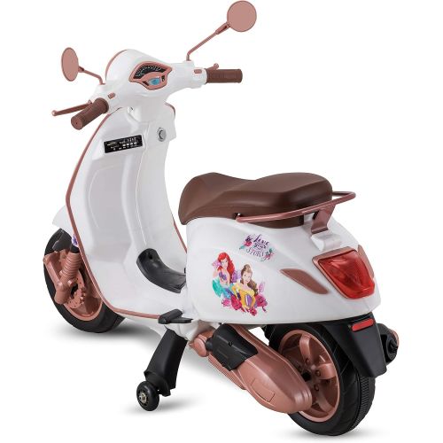  Kid Trax Toddler Disney Princess Vespa Scooter Electric Ride On Toy, 3 5 Years Old, 6 Volt, Max Weight 60 lbs, White