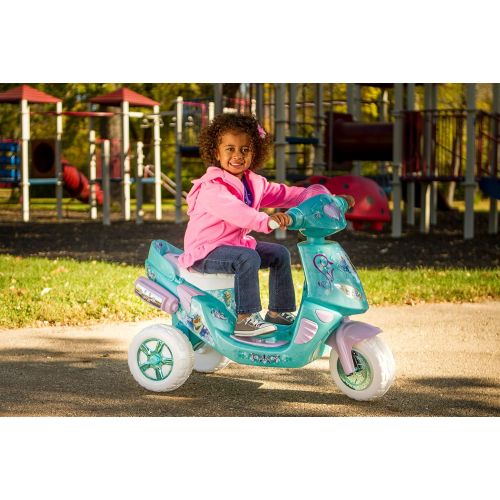  Kid Trax Frozen Twinkling Lights Scooter 6V Girls KT1163 Ride On, Blue