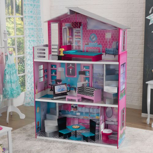 키드크래프트 KidKraft Wooden Breanna Dollhouse for 18-Inch Dolls with 12-Piece Accessories