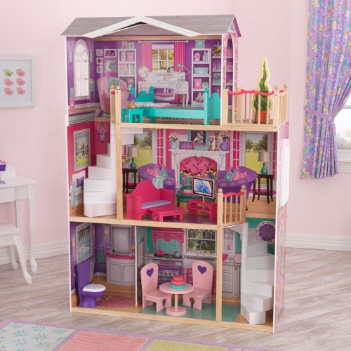 키드크래프트 KidKraft 18-Inch Dollhouse Doll Manor with 12 accessories included