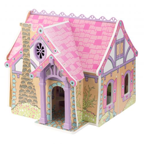 키드크래프트 KidKraft Wooden Enchanted Forest Dollhouse with 16-Piece Accessories for 5-Inch Dolls, Opens and Closes