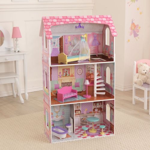 키드크래프트 KidKraft Penelope Wooden Pretend Play Dollhouse Mansion w Furniture (2 Pack)