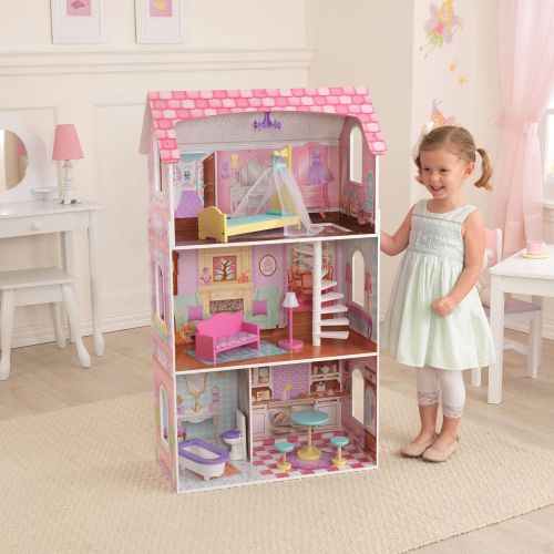 키드크래프트 KidKraft Penelope Wooden Pretend Play Dollhouse Mansion w Furniture (2 Pack)