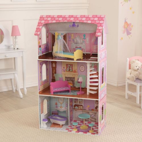 키드크래프트 KidKraft Penelope Wooden Pretend Play Dollhouse Mansion w Furniture (2 Pack)