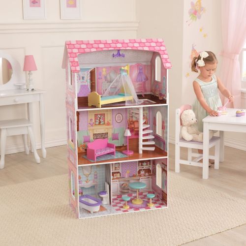 키드크래프트 KidKraft Penelope Wooden Pretend Play Dollhouse Mansion w Furniture (2 Pack)