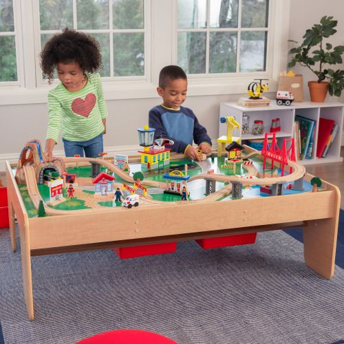 키드크래프트 KidKraft Waterfall Mountain Train Set & Table with 120 accessories included