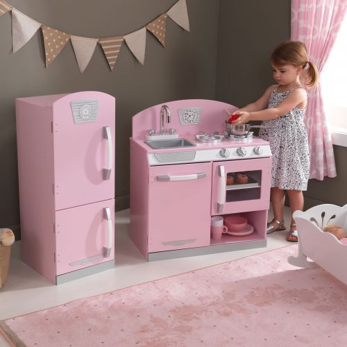 키드크래프트 KidKraft Pink Retro Kitchen & Refrigerator