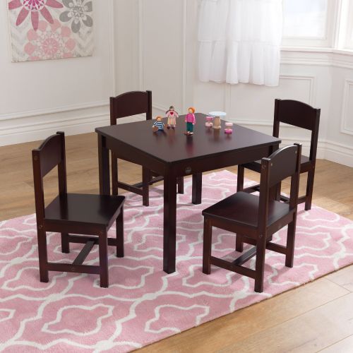 키드크래프트 KidKraft Farmhouse Table and 4 Chairs Set, Multiple Colors