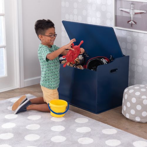 키드크래프트 KidKraft Wooden Kids Bedroom or Playroom Austin Storage Bench Toy Box, Gray Fog