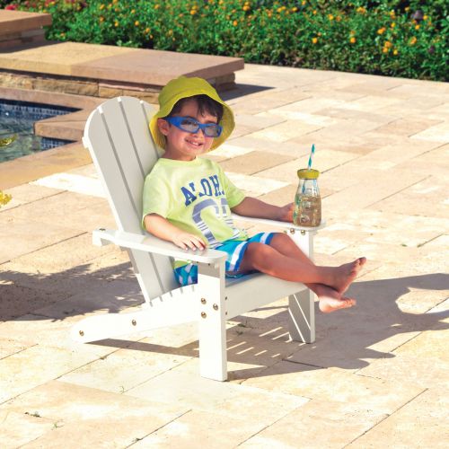 키드크래프트 KidKraft Wooden Adirondack Childrens Outdoor Chair, Weather-Resistant - White