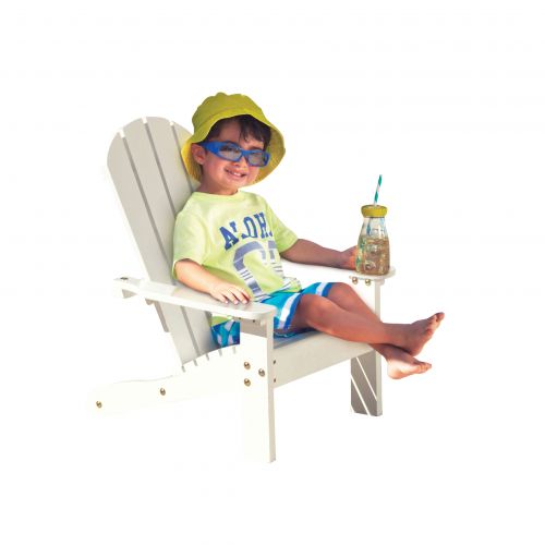 키드크래프트 KidKraft Wooden Adirondack Childrens Outdoor Chair, Weather-Resistant - White