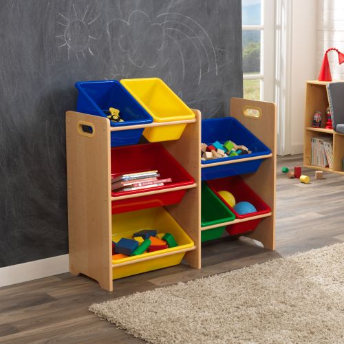 키드크래프트 KidKraft 7 Bin Storage Unit - Primary & Natural