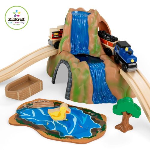 키드크래프트 KidKraft Wooden Rural Farm Train Set with 75Piece, Childrens Toy Vehicle Playset