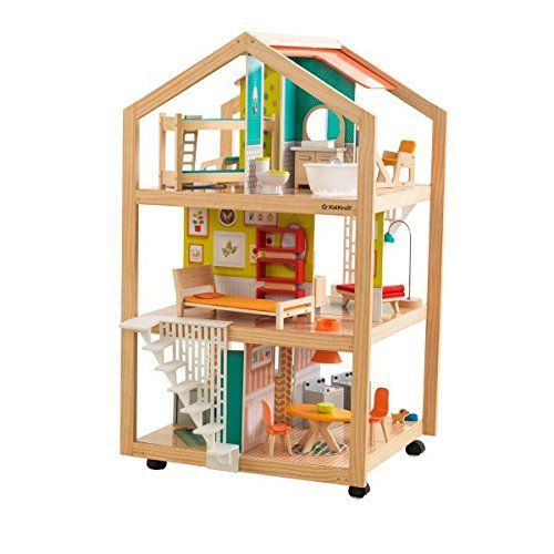 키드크래프트 KidKraft So Stylish Mansion Wooden Dollhouse, Multi