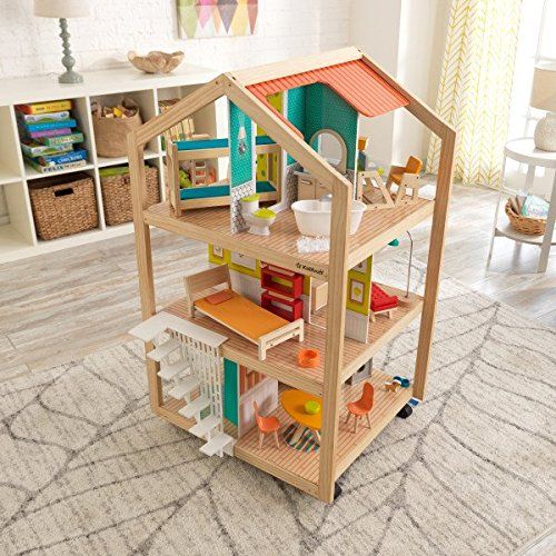 키드크래프트 KidKraft So Stylish Mansion Wooden Dollhouse, Multi