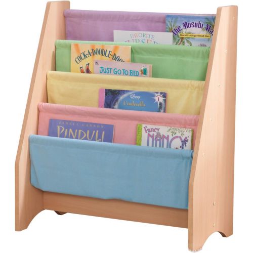 키드크래프트 KidKraft Wood & Canvas Sling Bookshelf Furniture for Kids  Pastel & Natural