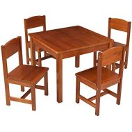 KidKraft Wooden Farmhouse Table & 4 Chairs Set, Childrens Furniture for Arts & Activity  Pecan
