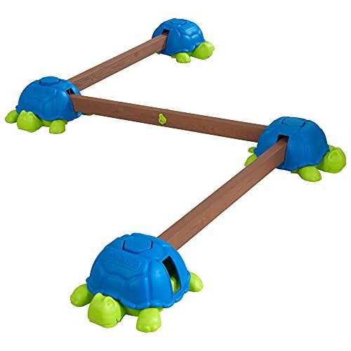 키드크래프트 KidKraft Turtle Totter Wooden Adjustable Balance Beam for Toddlers with Squeaky Turtle and Wobble Board, Gift for Ages 2-5