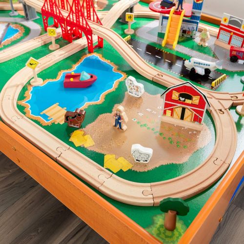 키드크래프트 KidKraft Ride Around Train Set and Table