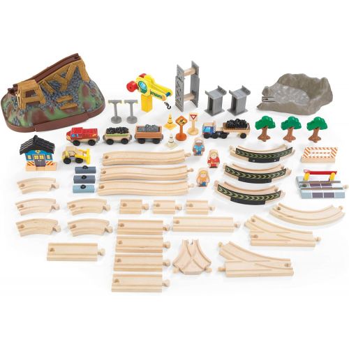 키드크래프트 KidKraft Bucket Top Construction Train Set, 61-Piece