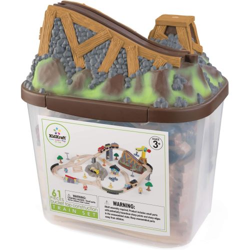 키드크래프트 KidKraft Bucket Top Construction Train Set, 61-Piece