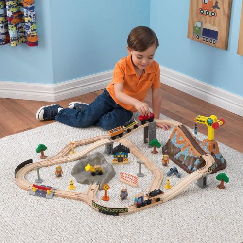 키드크래프트 KidKraft Bucket Top Construction Train Set, 61-Piece